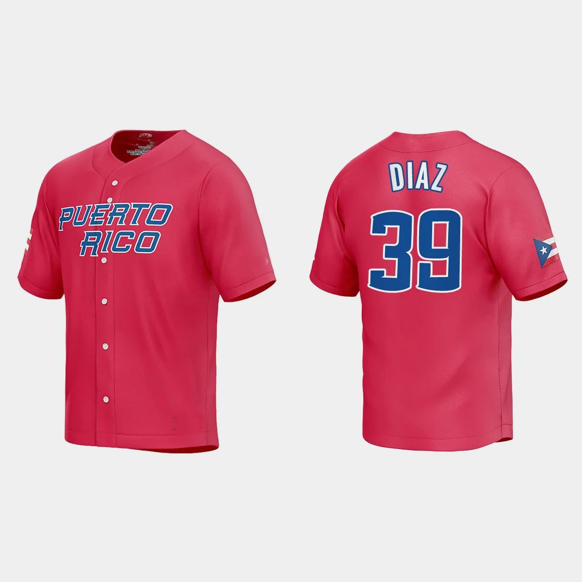 #39 EDWIN DIAZ PUERTO RICO BASEBALL 2023 WORLD BASEBALL CLASSIC JERSEY C RED Stitches Baseball Jerseys