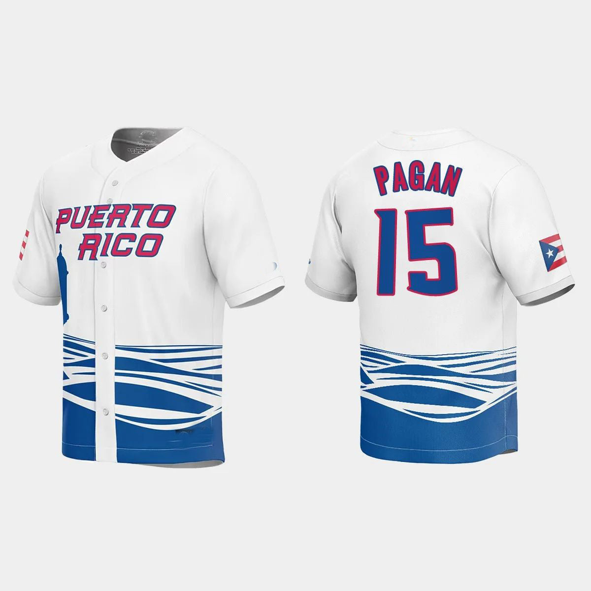 #15 EMILIO PAGAN PUERTO RICO BASEBALL 2023 WORLD BASEBALL CLASSIC JERSEY C WHITE Stitches Baseball Jerseys