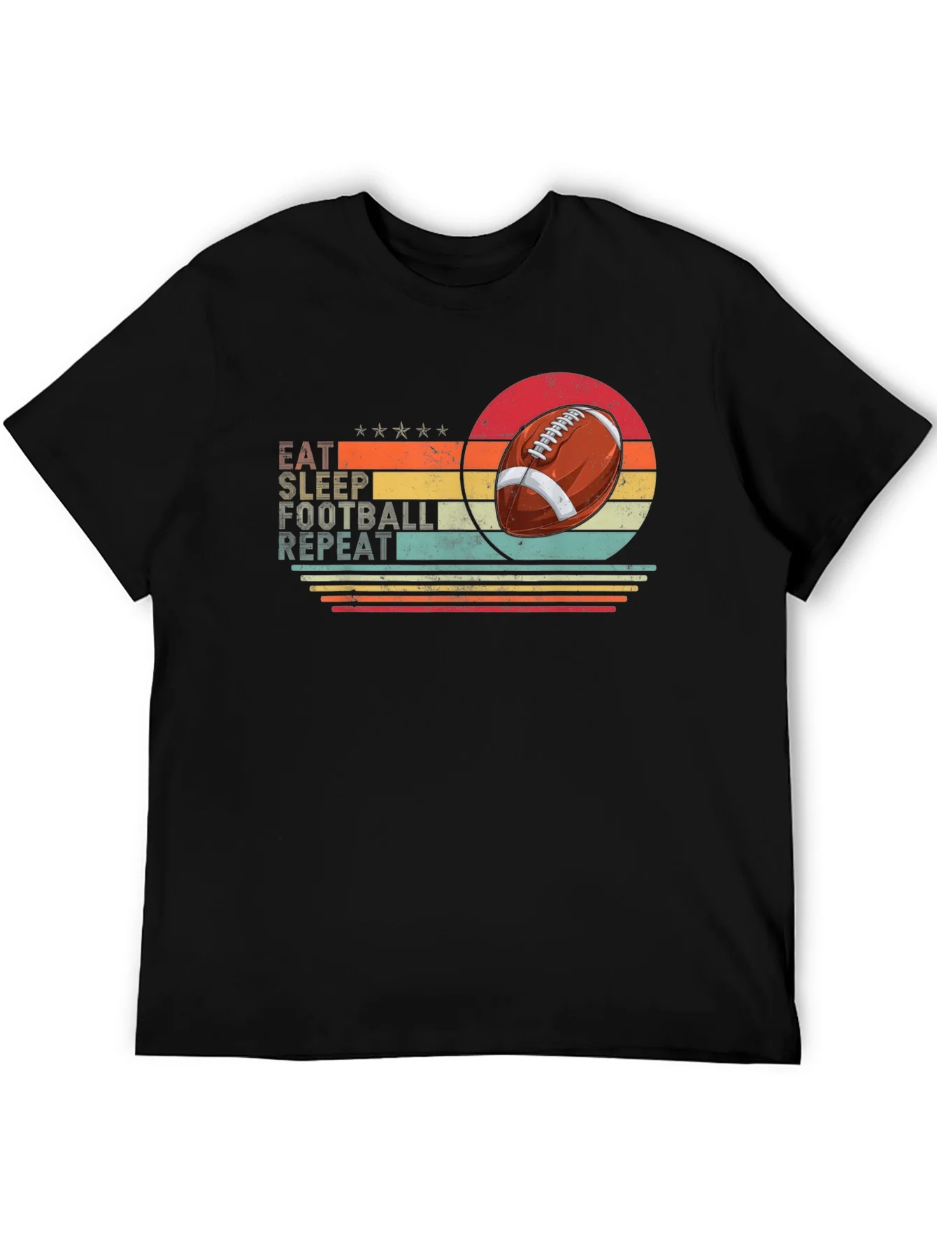 Eat Sleep Football Repeat Black T-Shirt