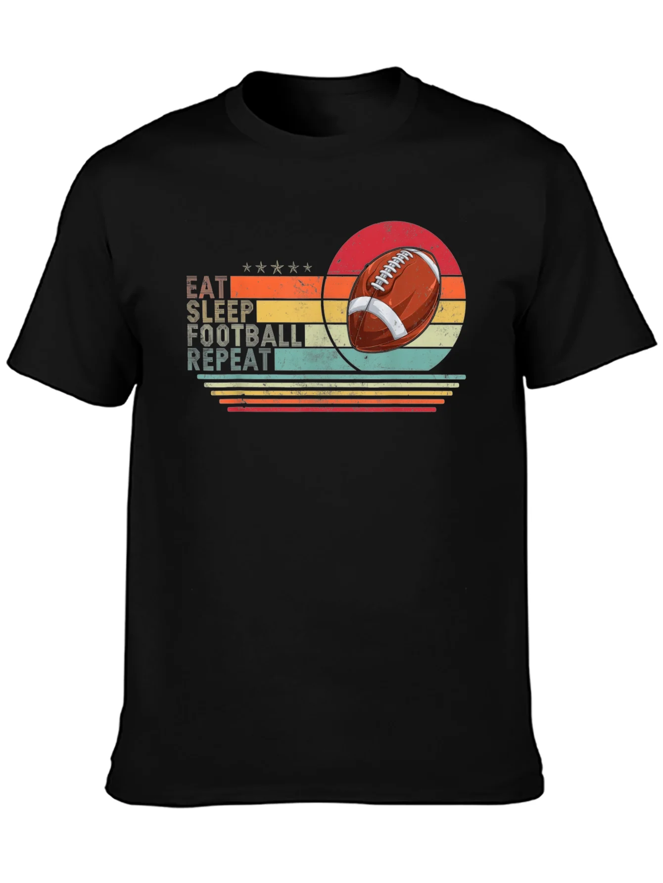 Eat Sleep Football Repeat Black T-Shirt