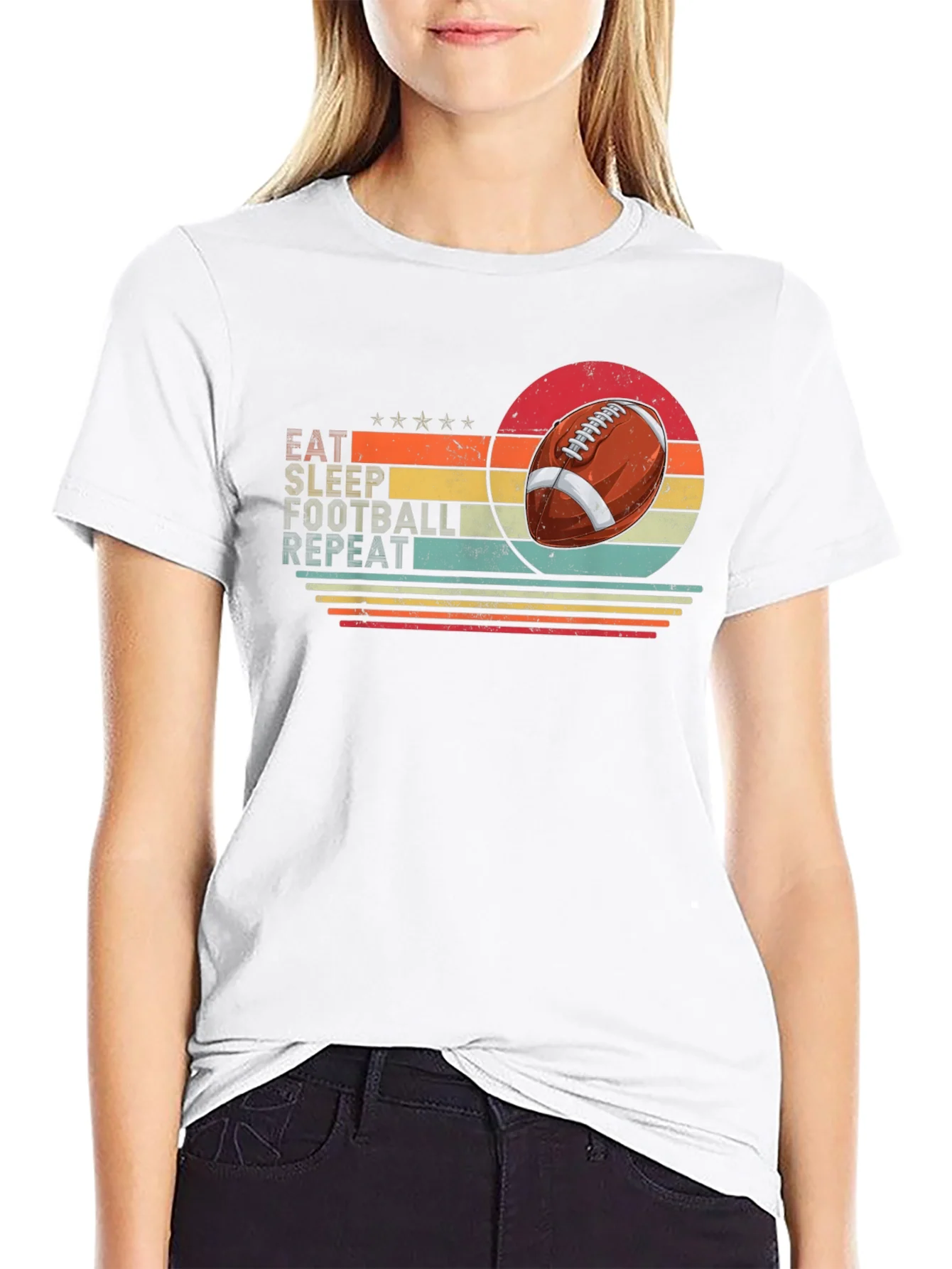 Eat Sleep Football Repeat Black T-Shirt