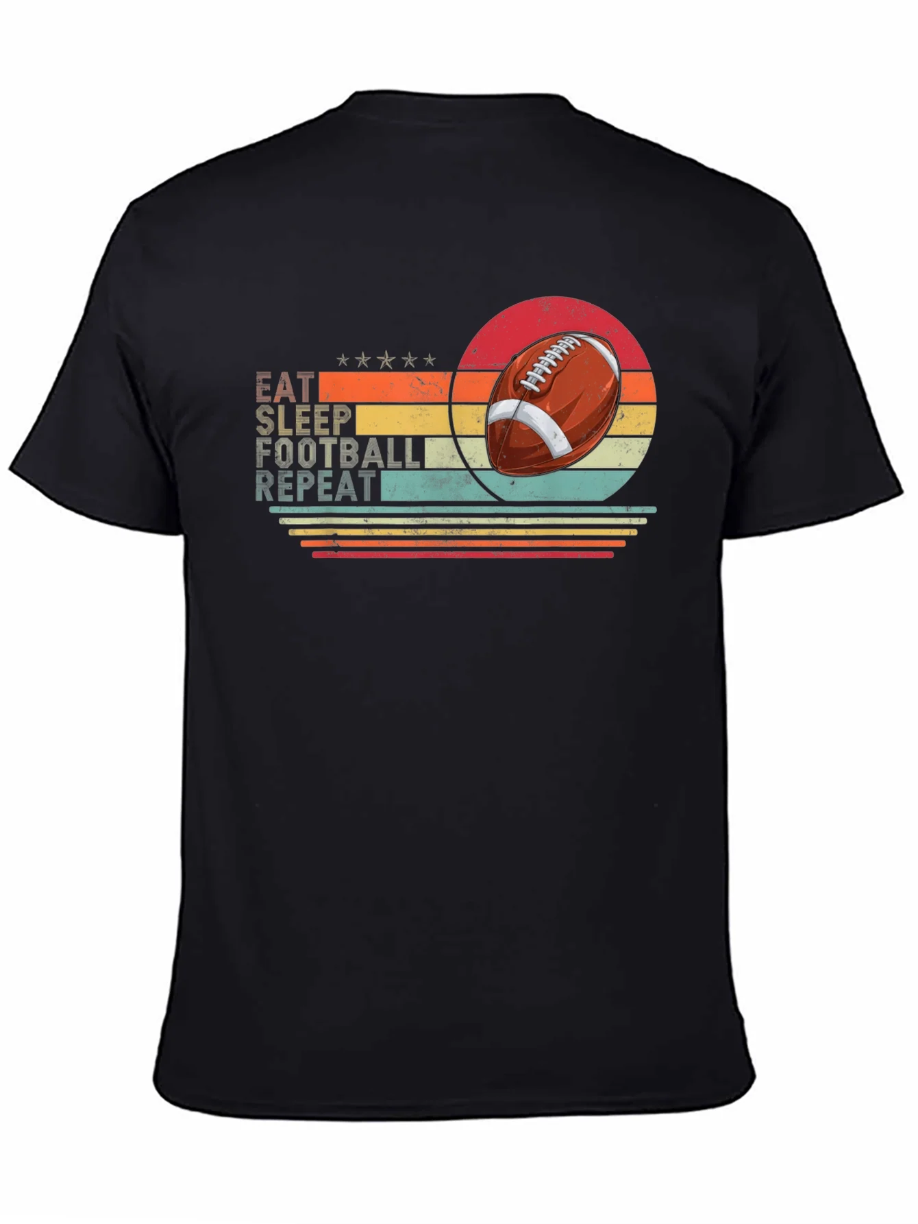 Eat Sleep Football Repeat Black T-Shirt