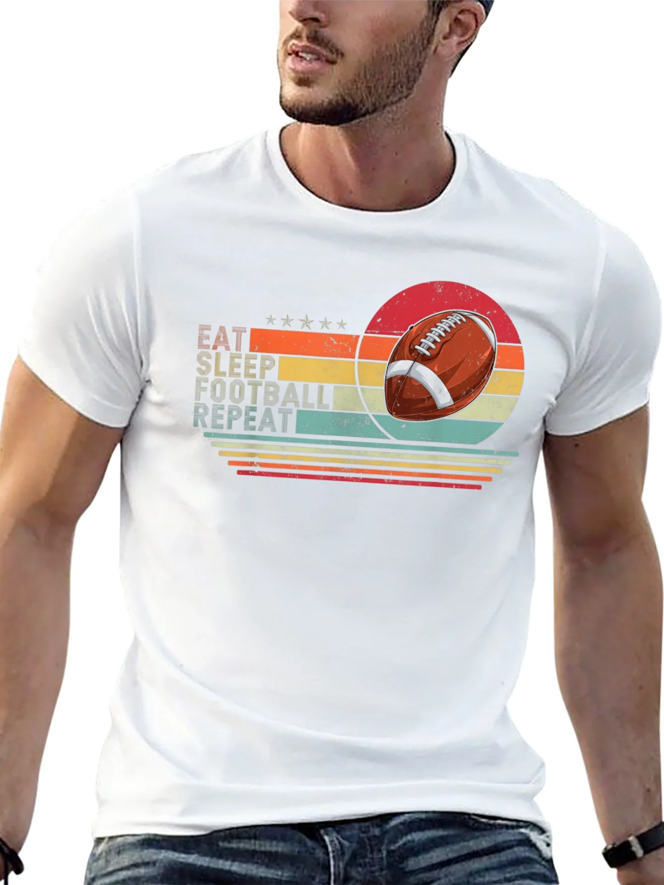 Eat Sleep Football Repeat Black T-Shirt