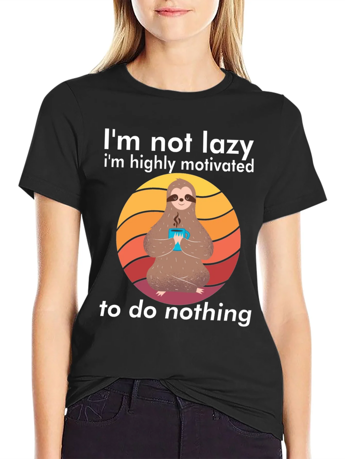 Lazy Sloth Graphic Tee - Highly Motivated to do Nothing!