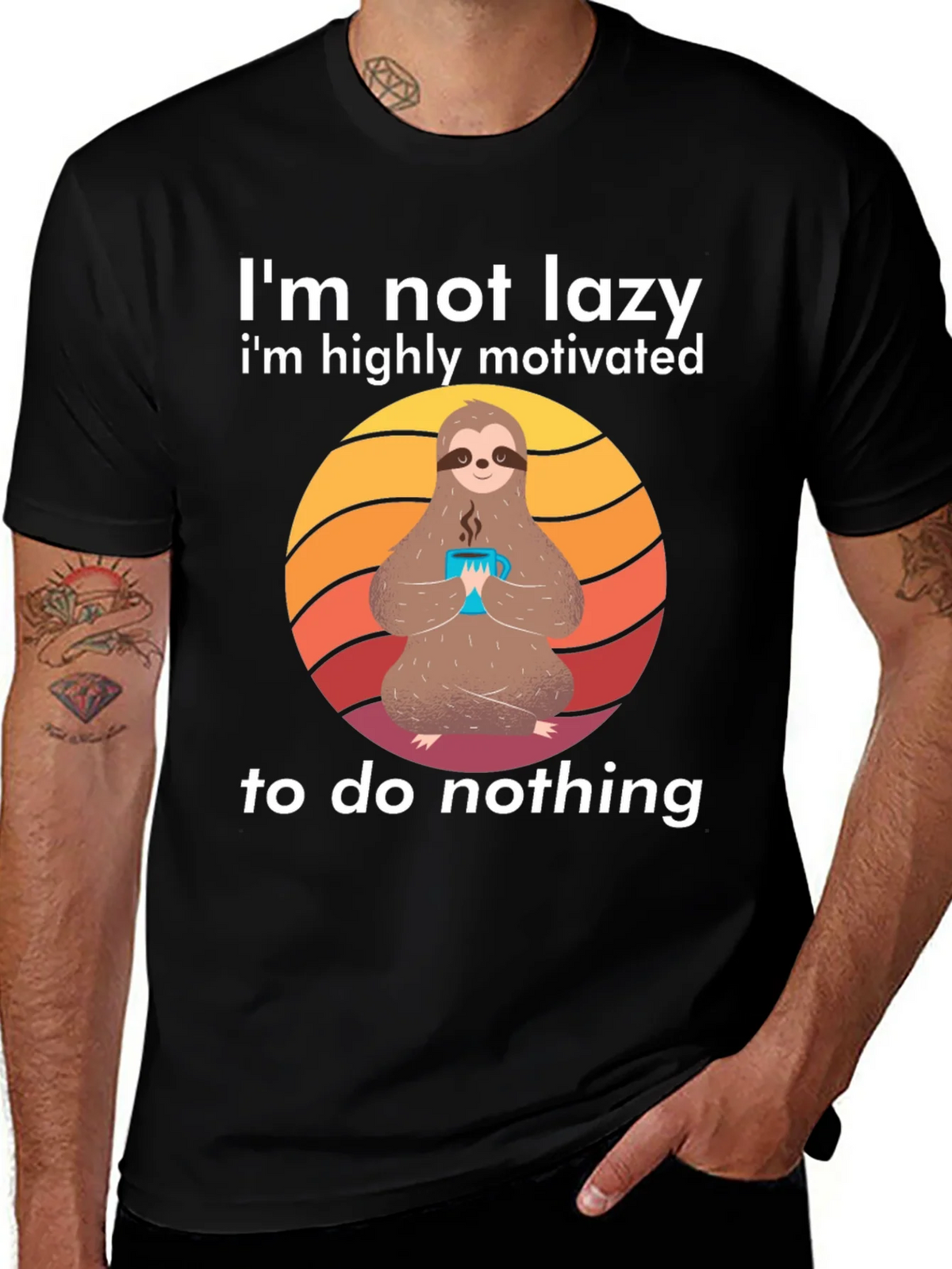 Lazy Sloth Graphic Tee - Highly Motivated to do Nothing!