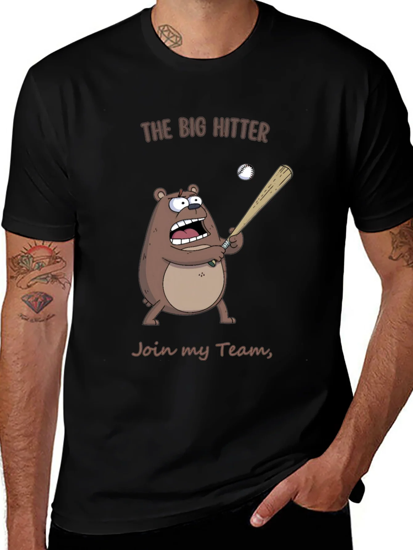 The Big Hitter Bear T-Shirt - Funny Baseball Tee
