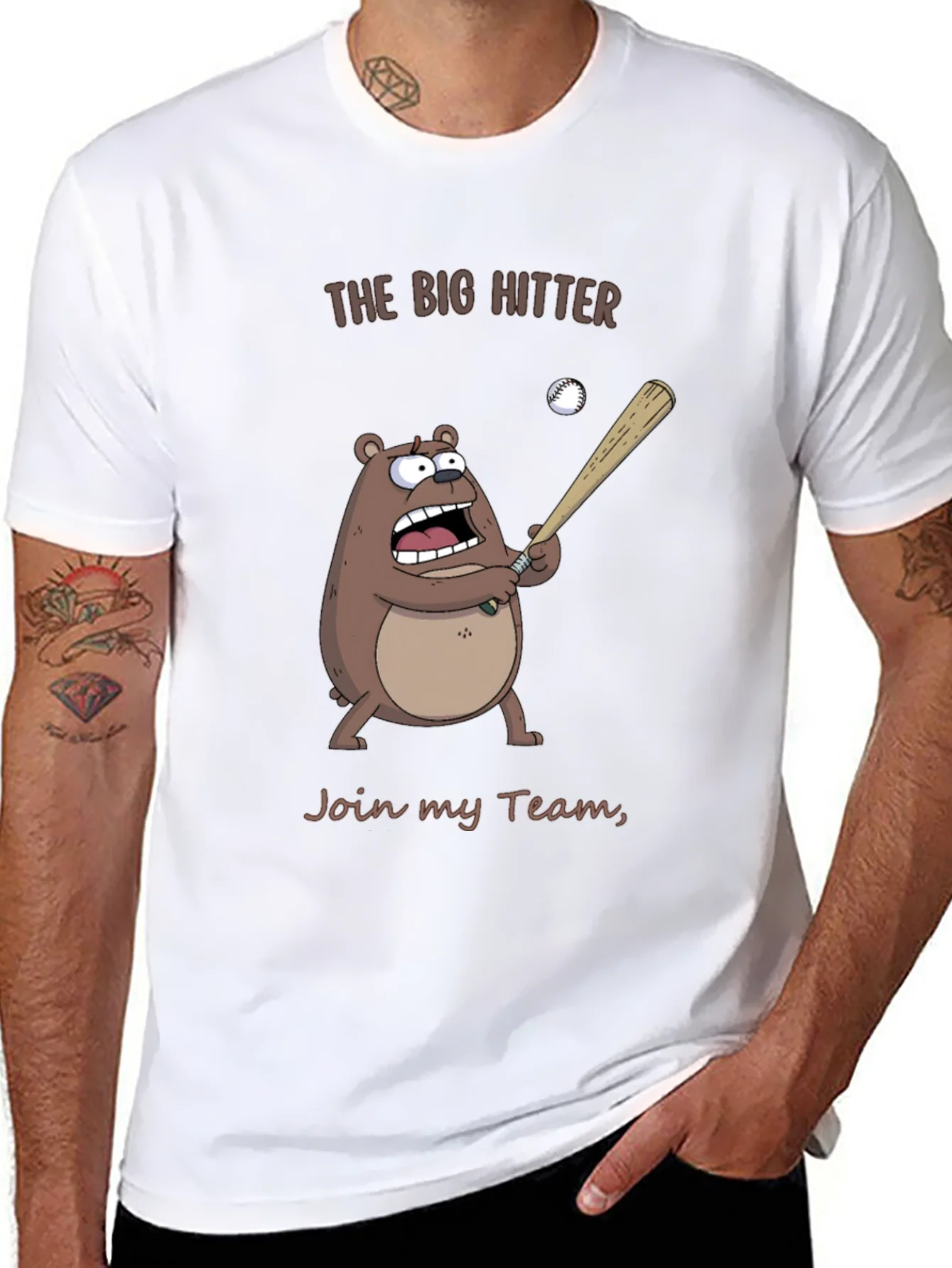 The Big Hitter Bear T-Shirt - Funny Baseball Tee