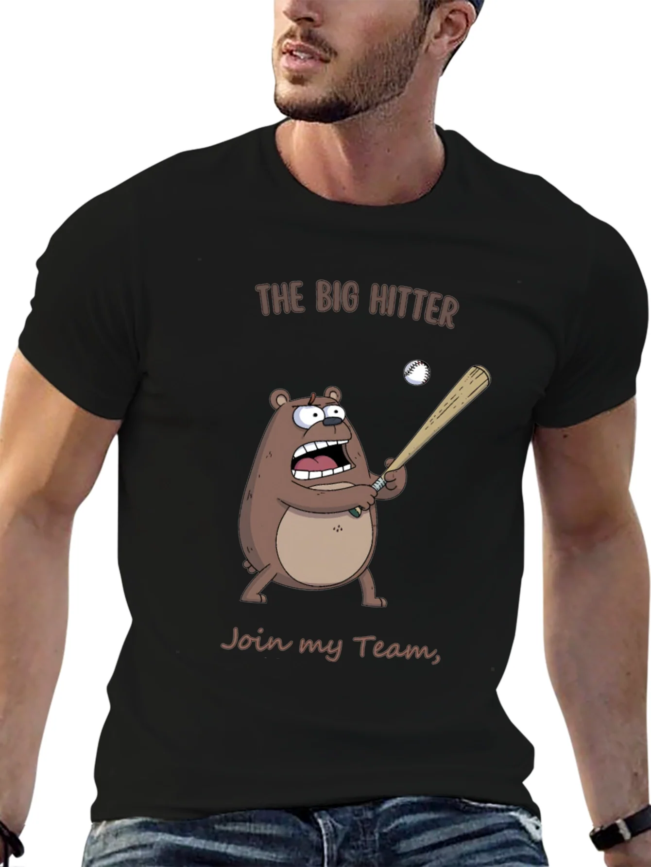 The Big Hitter Bear T-Shirt - Funny Baseball Tee