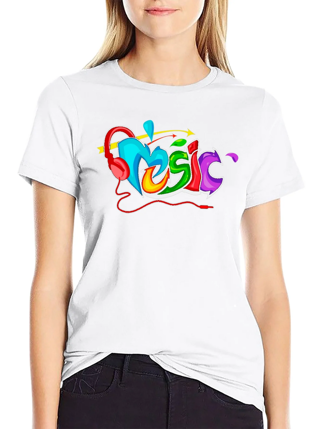 Colorful Music Graphic T-Shirt