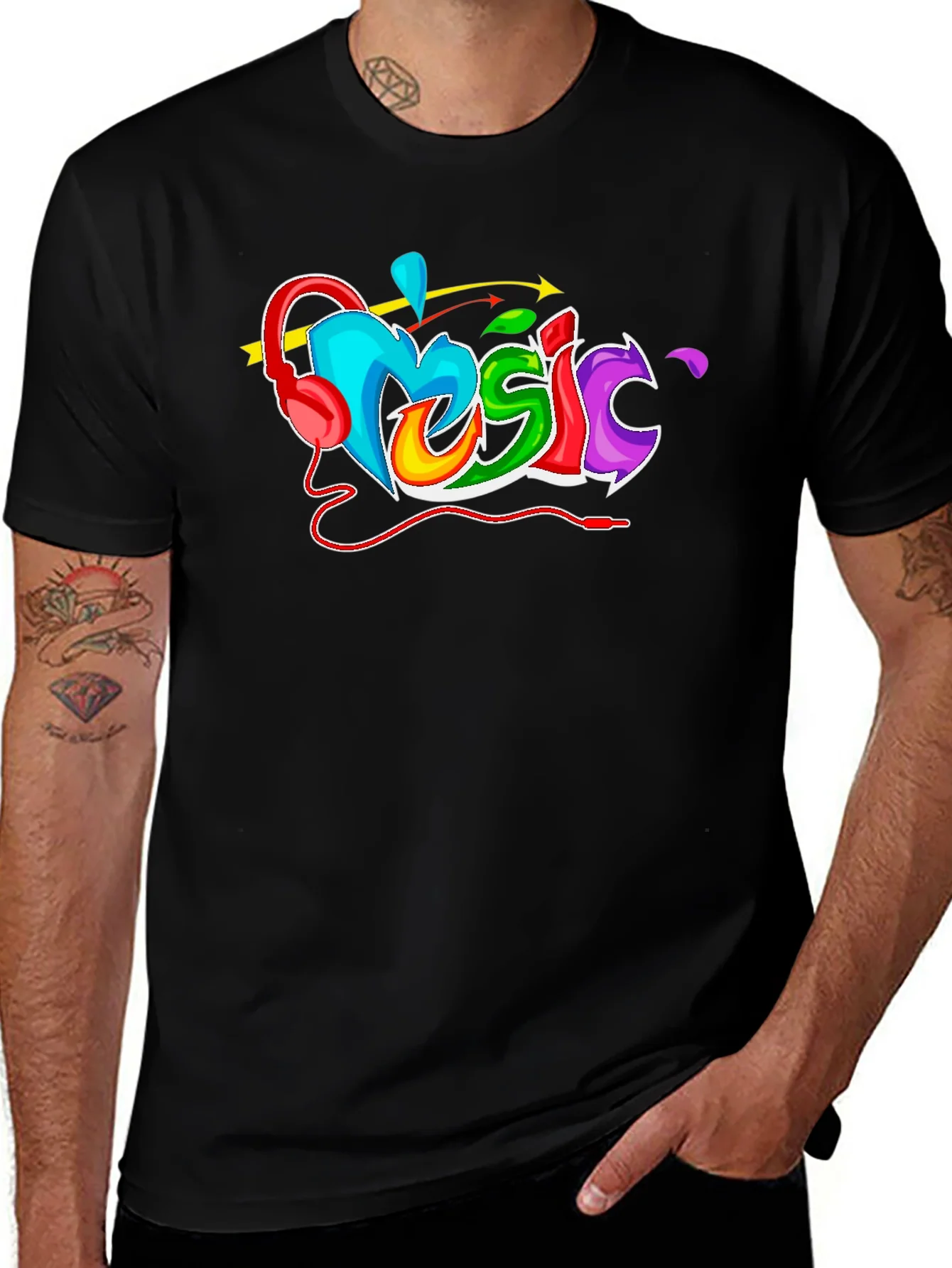 Colorful Music Graphic T-Shirt