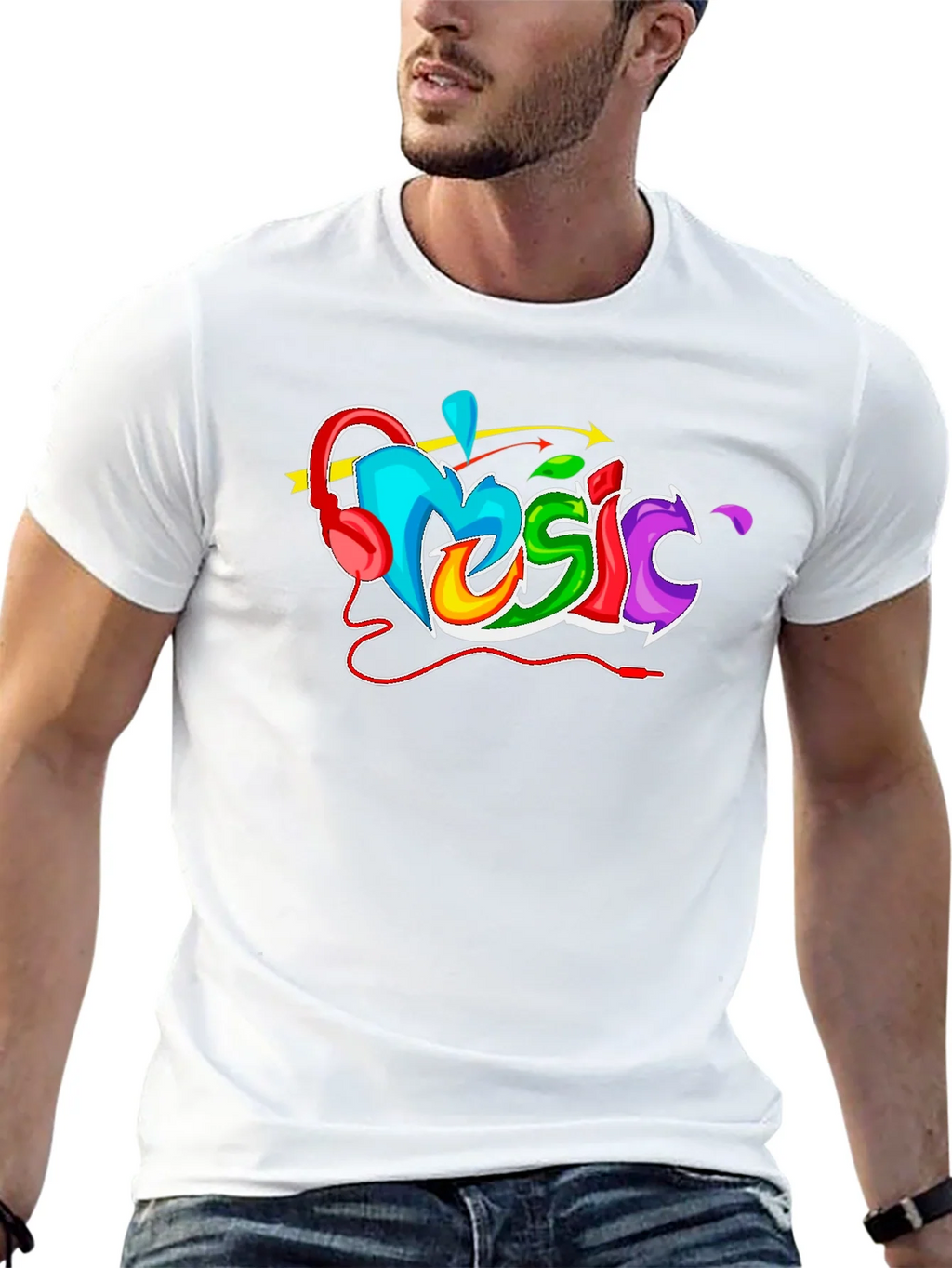 Colorful Music Graphic T-Shirt