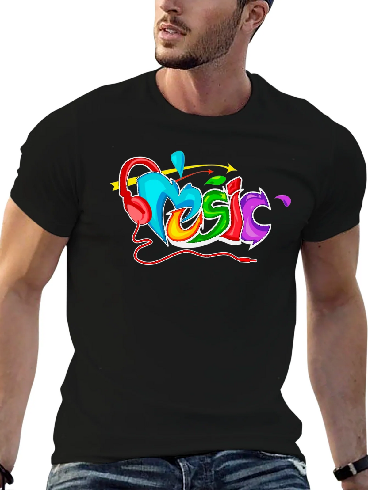 Colorful Music Graphic T-Shirt
