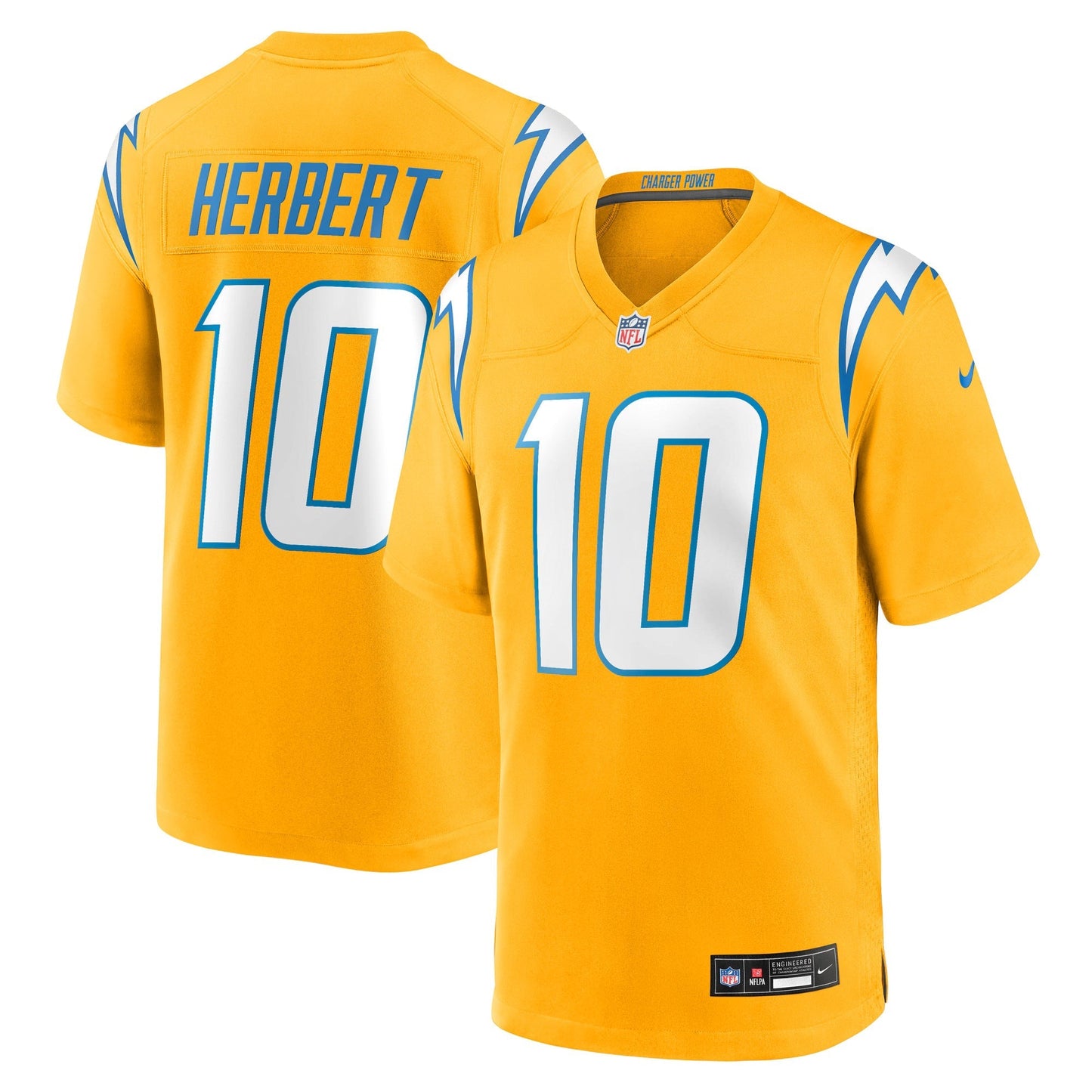 Los Angeles Chargers Justin Herbert Gold Alternate Charger Power Game Player Jersey
