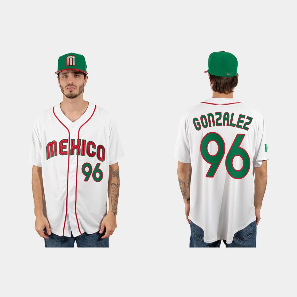 #96 FELIPE GONZALEZ MEXICO BASEBALL 2023 WORLD BASEBALL CLASSIC JERSEY C WHITE Stitches Baseball Jerseys