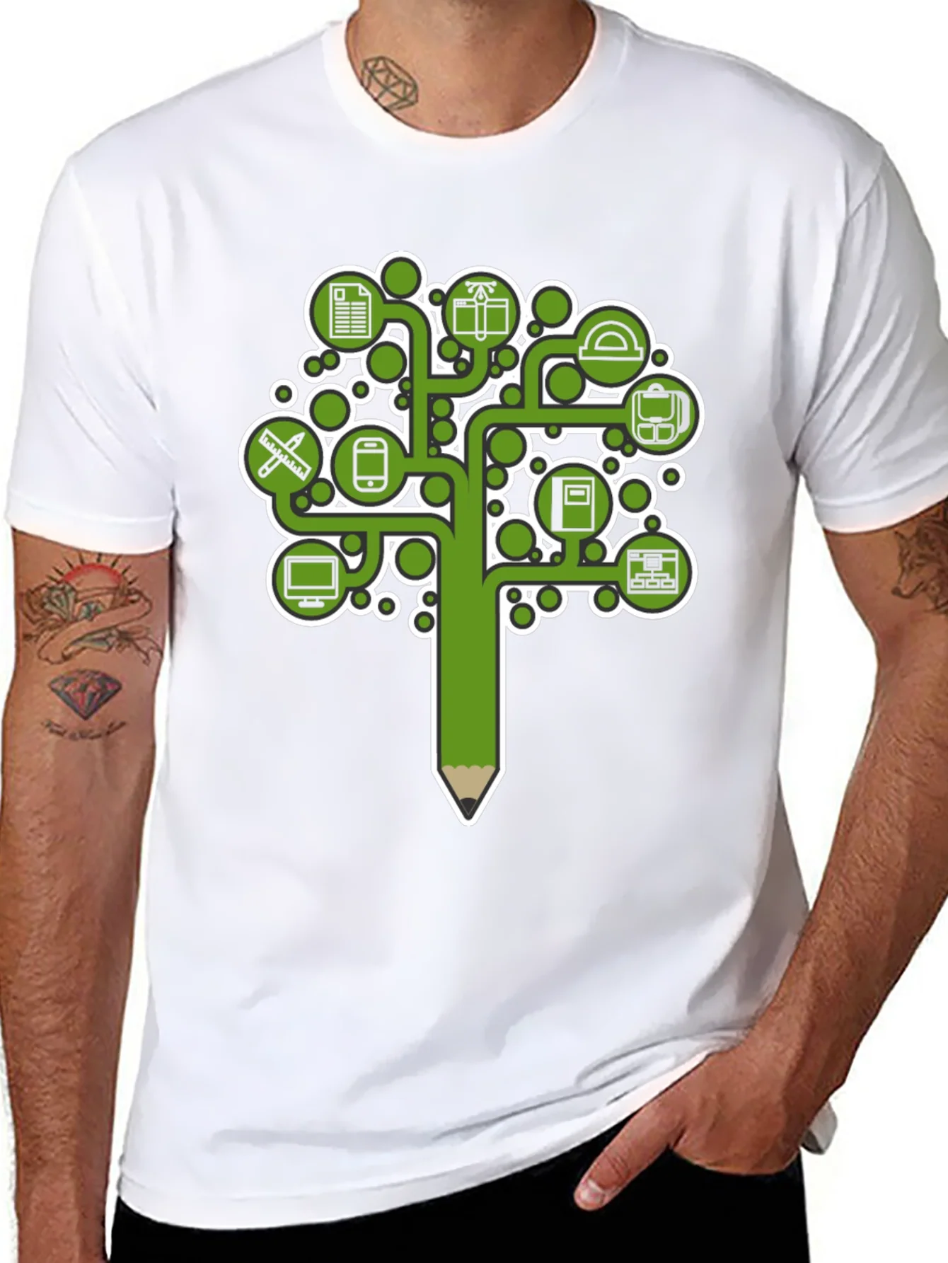 Education Tree Graphic Tee - Black Cotton T-Shirt