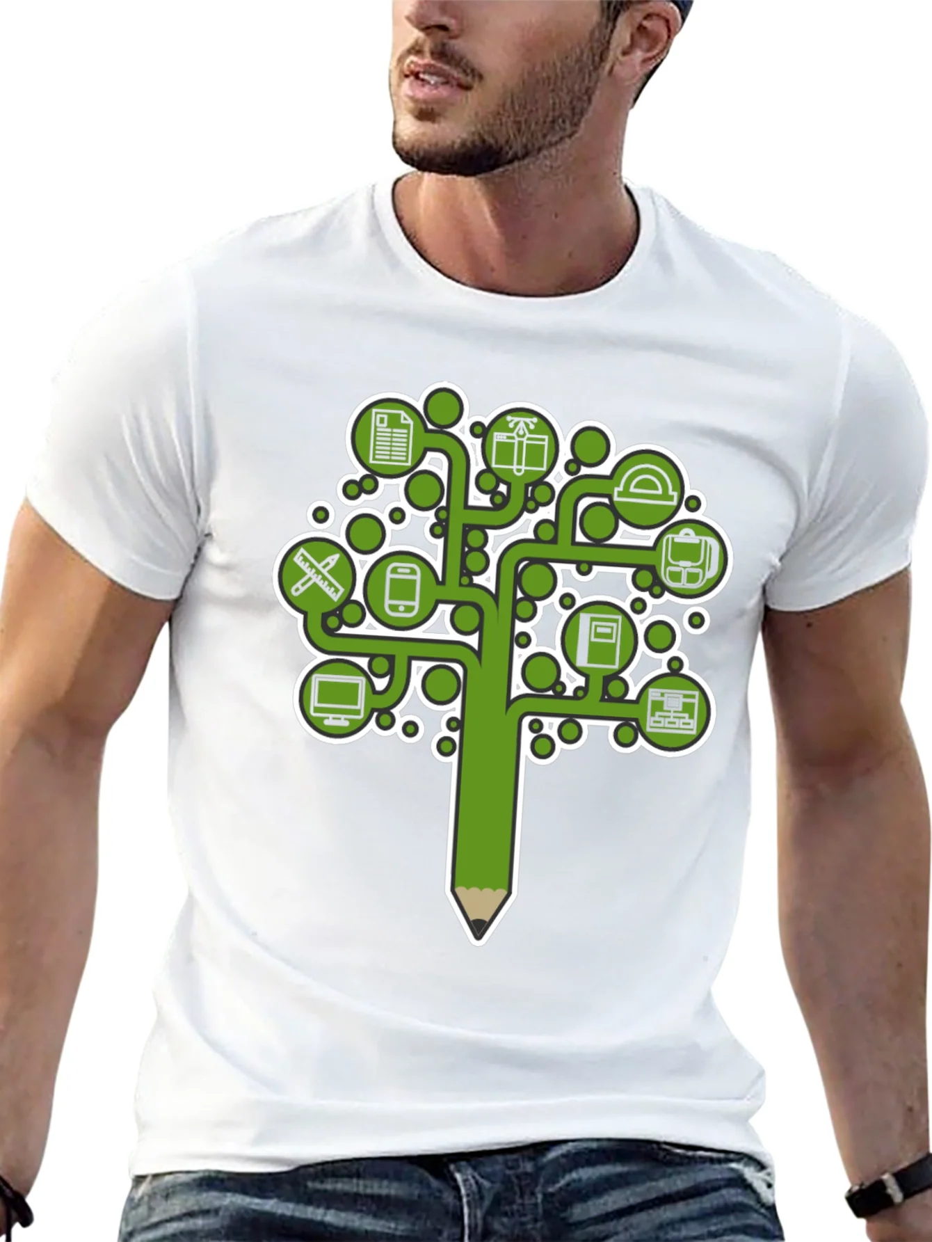 Education Tree Graphic Tee - Black Cotton T-Shirt
