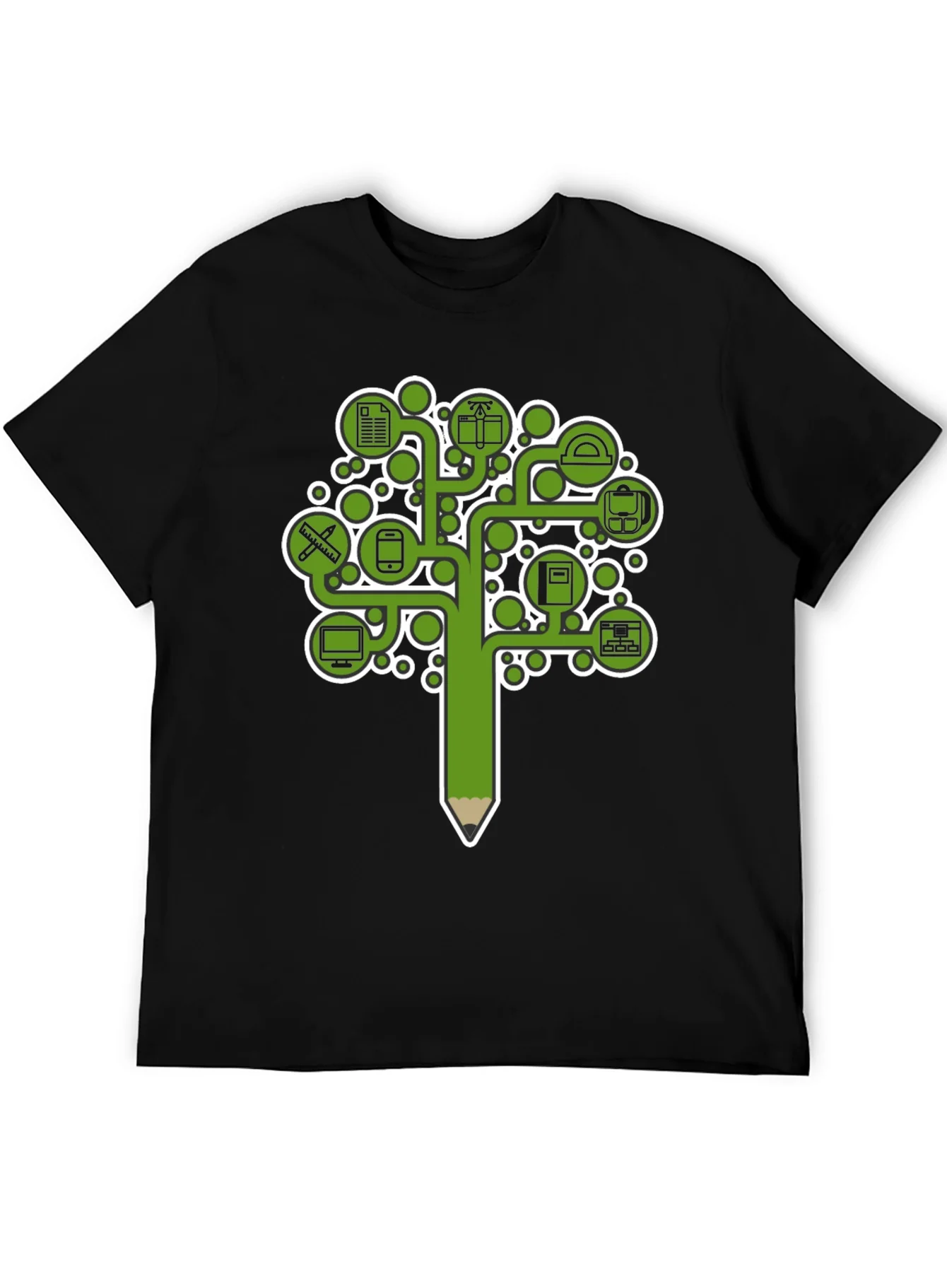 Education Tree Graphic Tee - Black Cotton T-Shirt