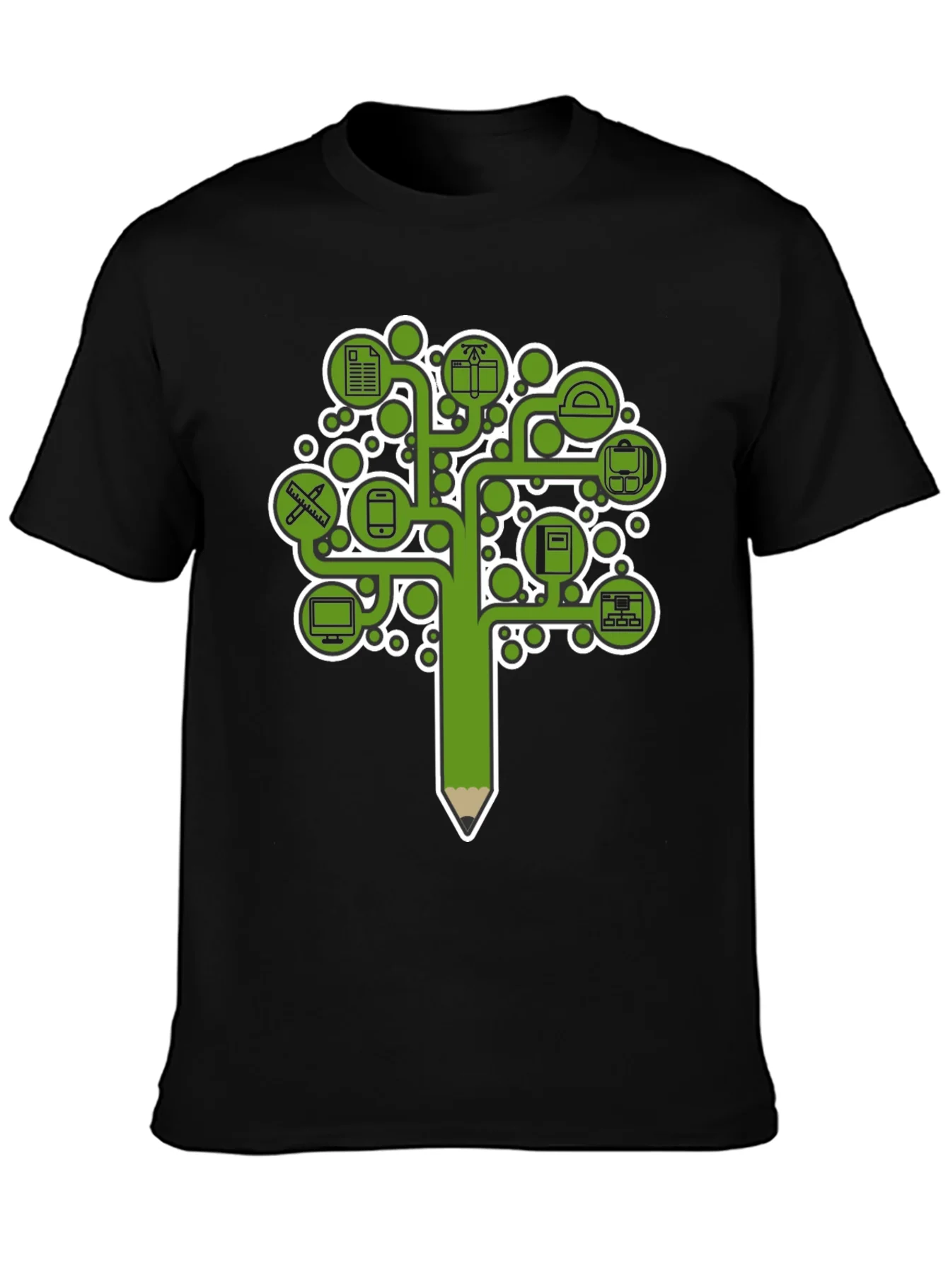 Education Tree Graphic Tee - Black Cotton T-Shirt