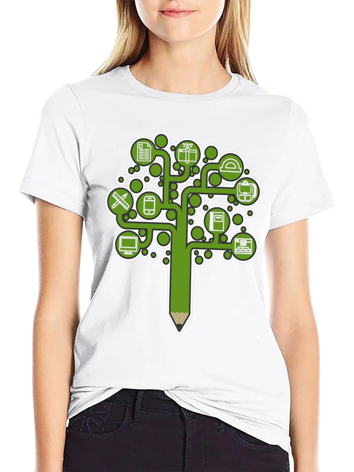 Education Tree Graphic Tee - Black Cotton T-Shirt
