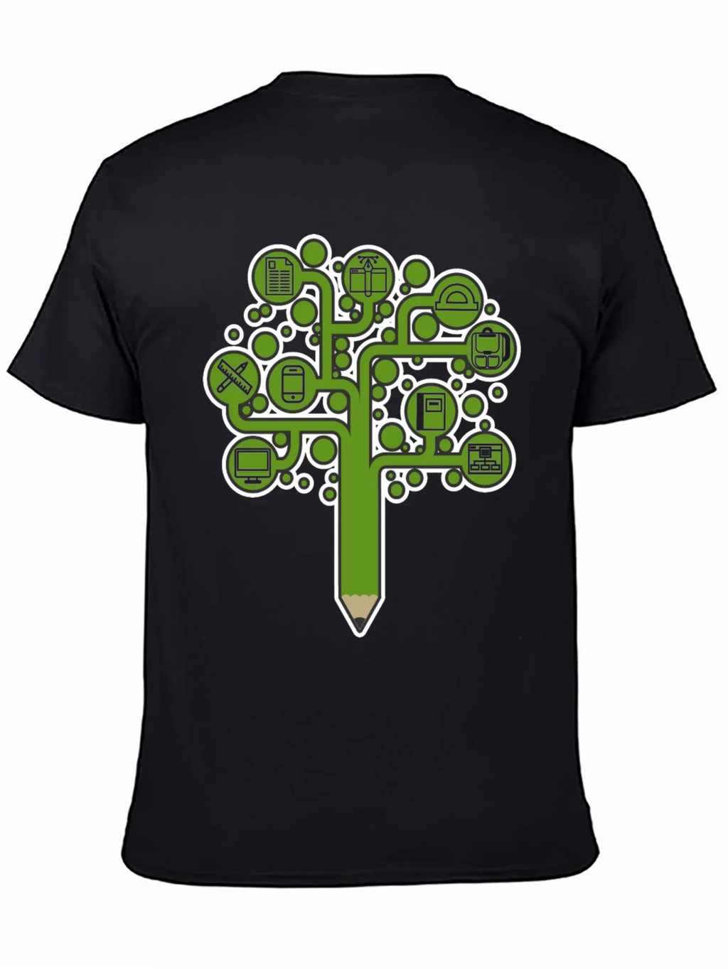 Education Tree Graphic Tee - Black Cotton T-Shirt