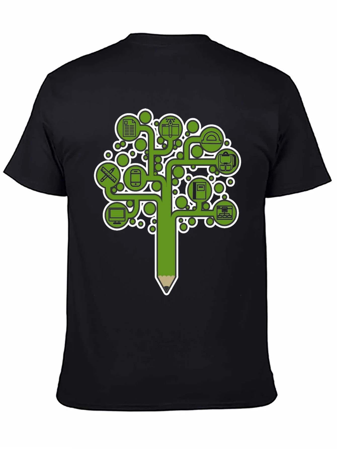 Education Tree Graphic Tee - Black Cotton T-Shirt