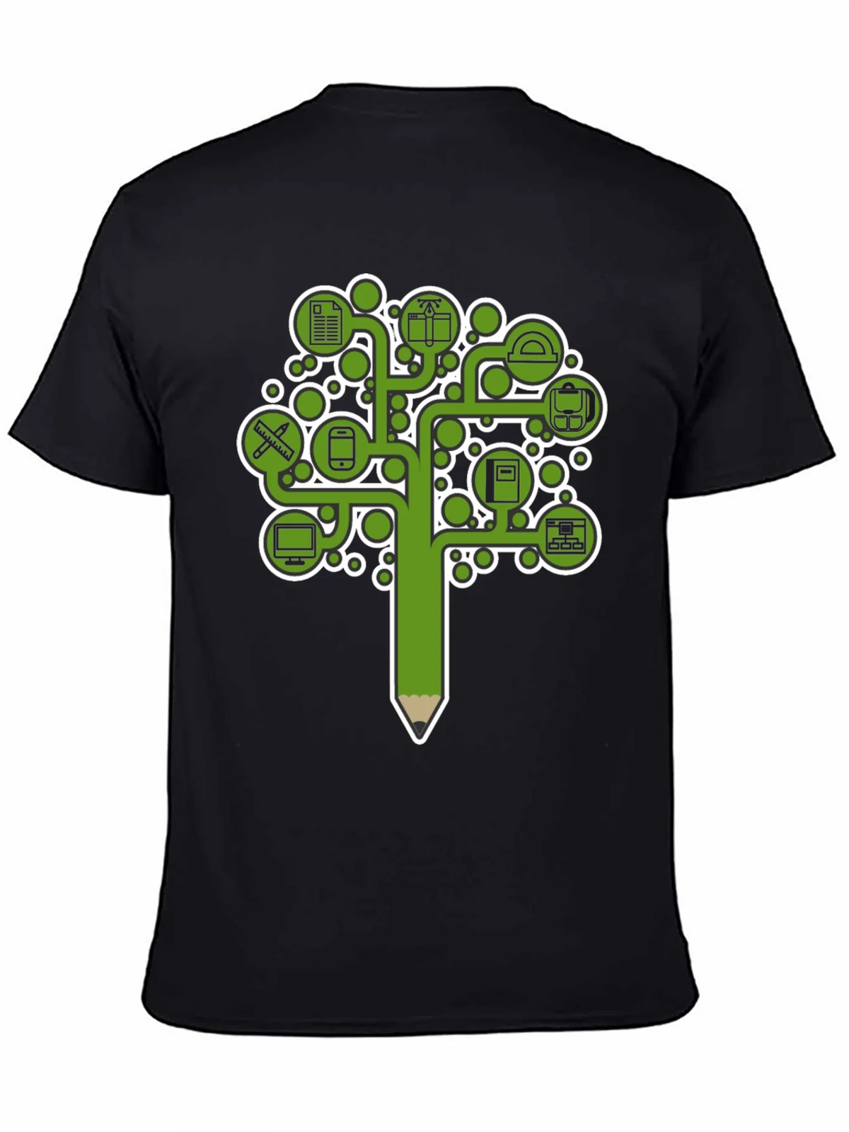Education Tree Graphic Tee - Black Cotton T-Shirt
