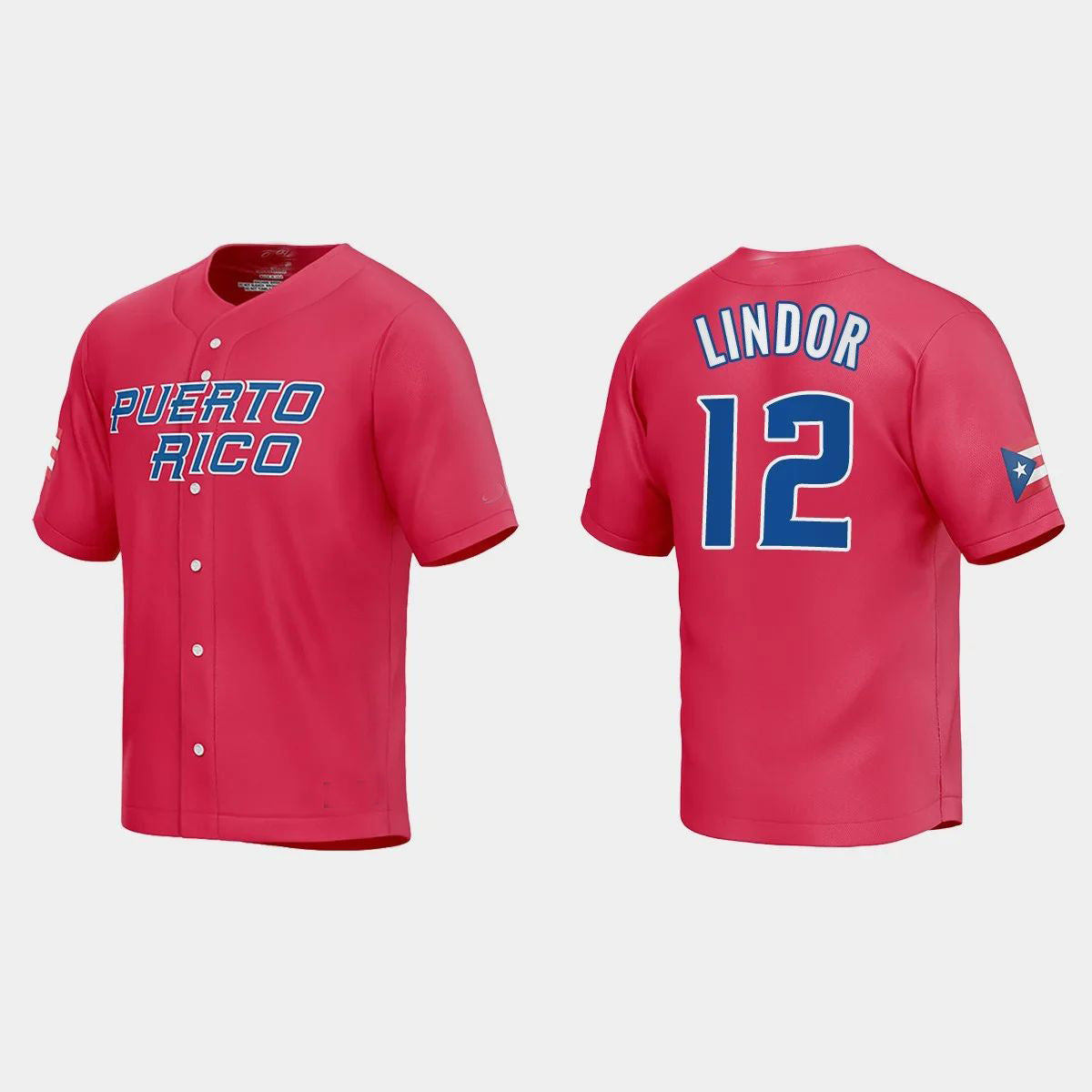 #12 FRANCISCO LINDOR PUERTO RICO BASEBALL 2023 WORLD BASEBALL CLASSIC JERSEY C RED Stitches Baseball Jerseys