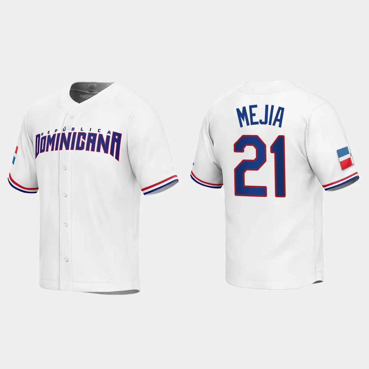 #21 FRANCISCO MEJIA DOMINICAN REPUBLIC BASEBALL 2023 WORLD BASEBALL CLASSIC REPLICA JERSEY C WHITE Stitches Baseball Jerseys