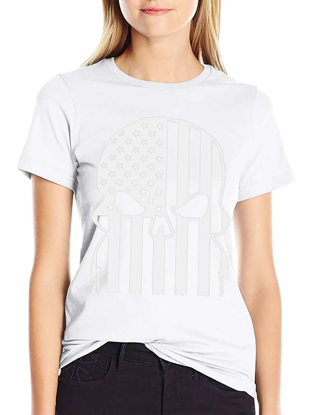 American Flag Punisher Skull Graphic T-Shirt