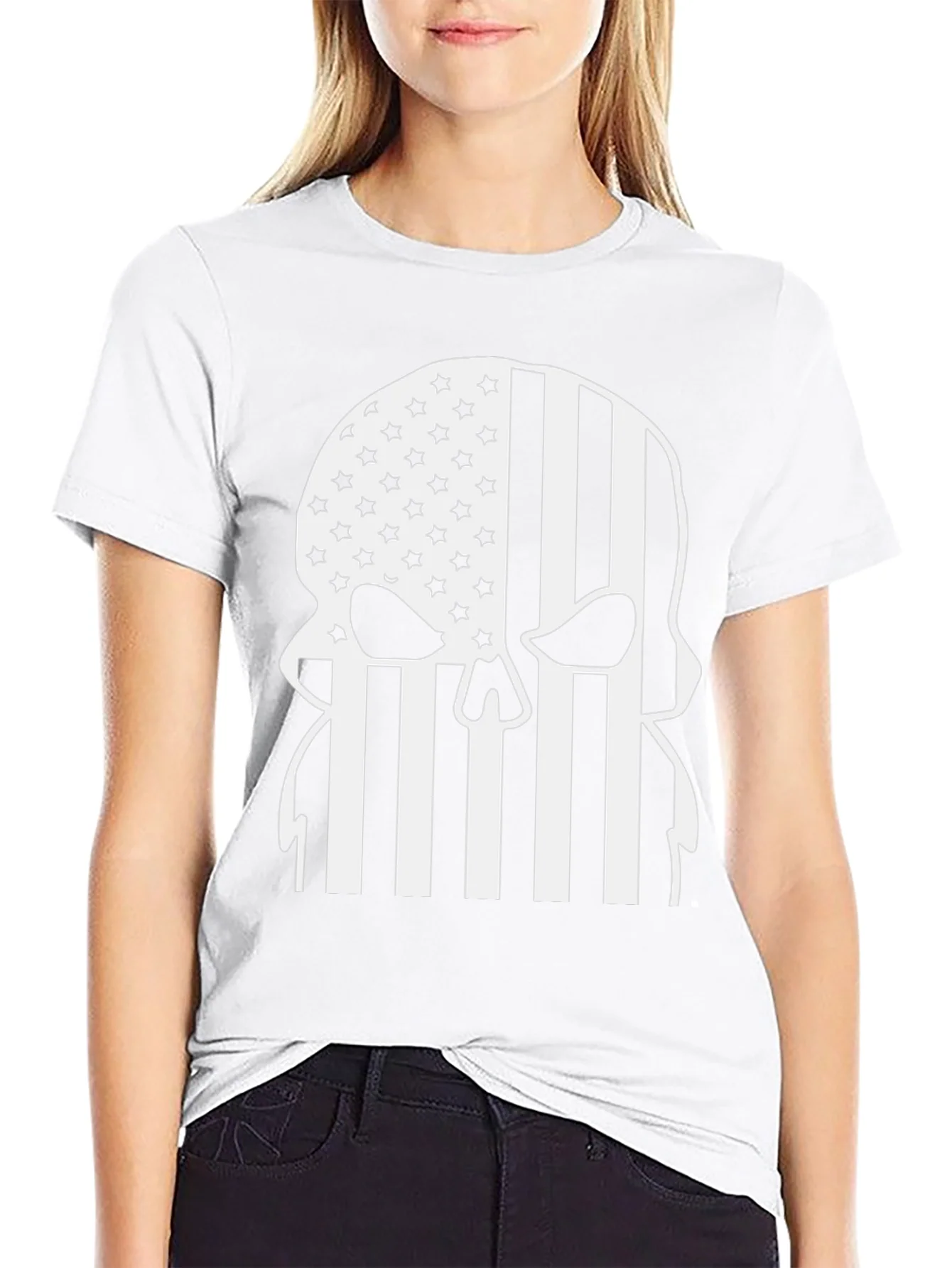 American Flag Punisher Skull Graphic T-Shirt