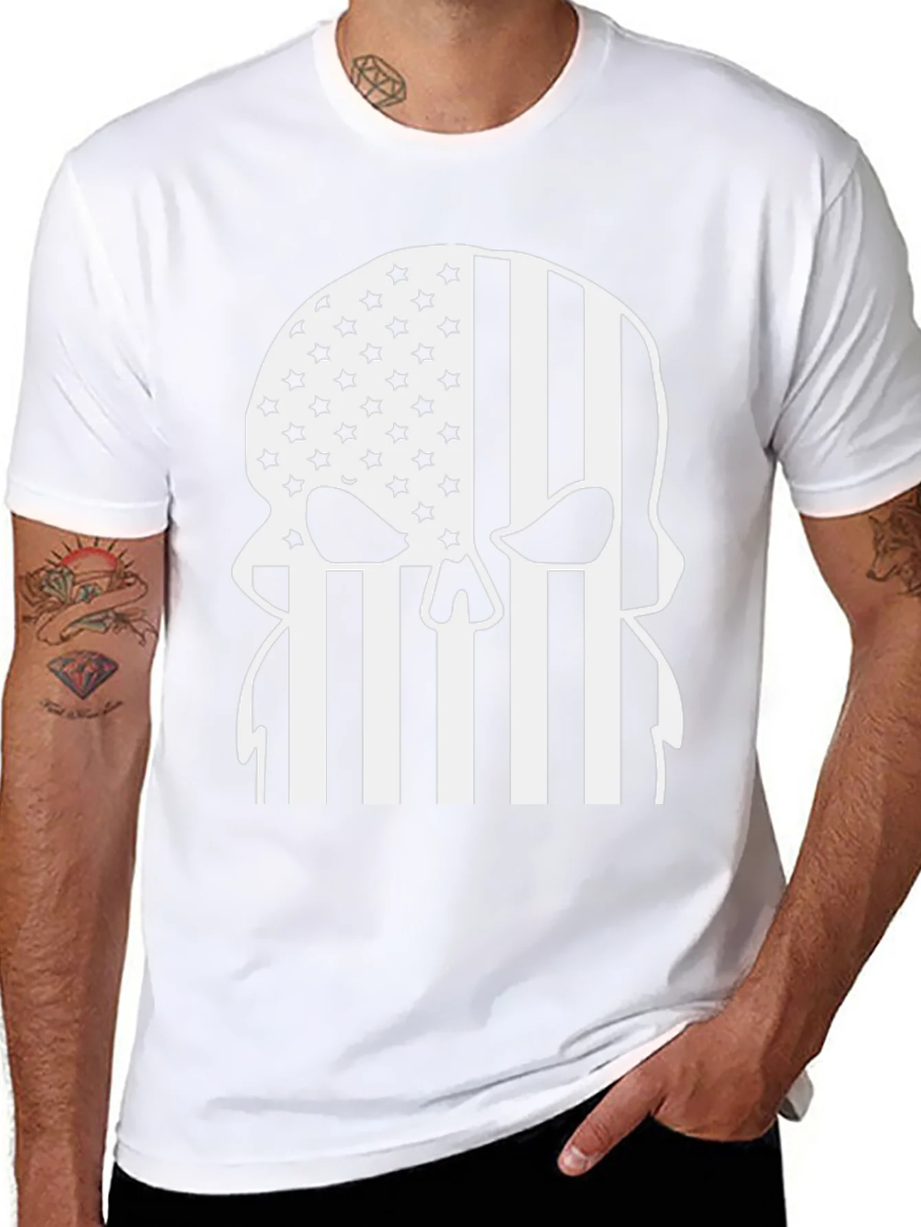 American Flag Punisher Skull Graphic T-Shirt