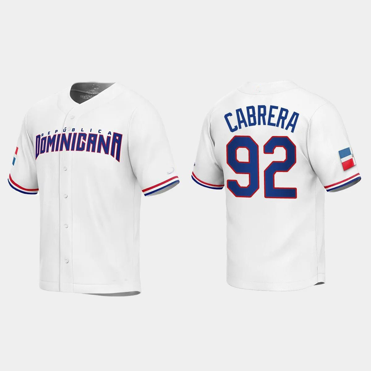 #92 GENESIS CABRERA DOMINICAN REPUBLIC BASEBALL 2023 WORLD BASEBALL CLASSIC REPLICA JERSEY C WHITE Stitches Baseball Jerseys