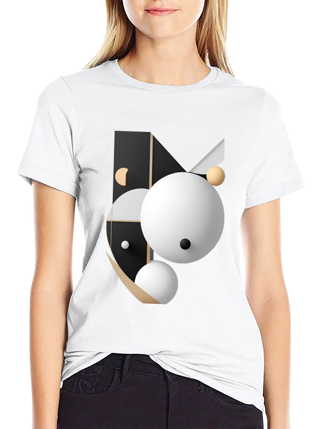 Abstract Geometric Graphic Print Black T-Shirt