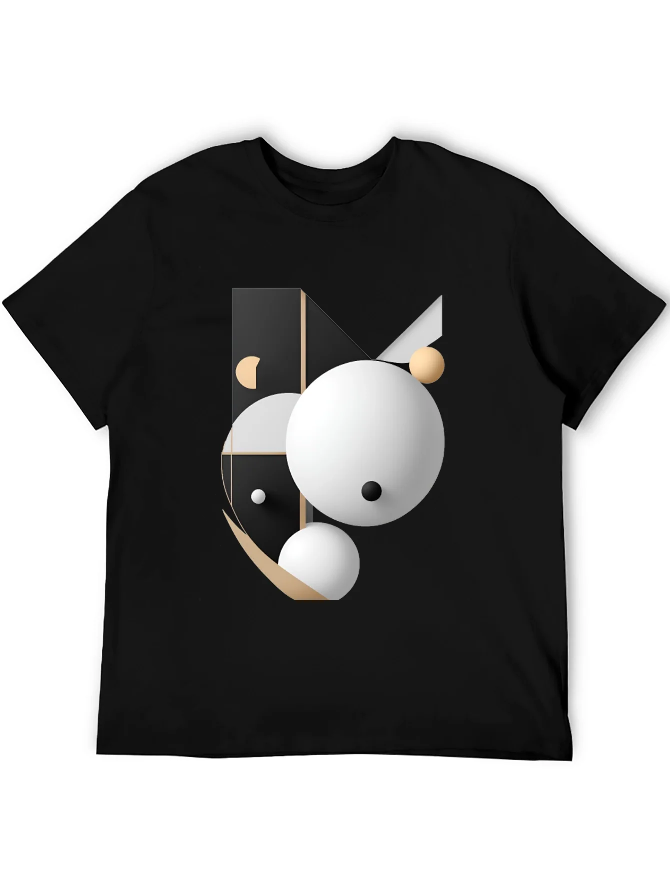 Abstract Geometric Graphic Print Black T-Shirt