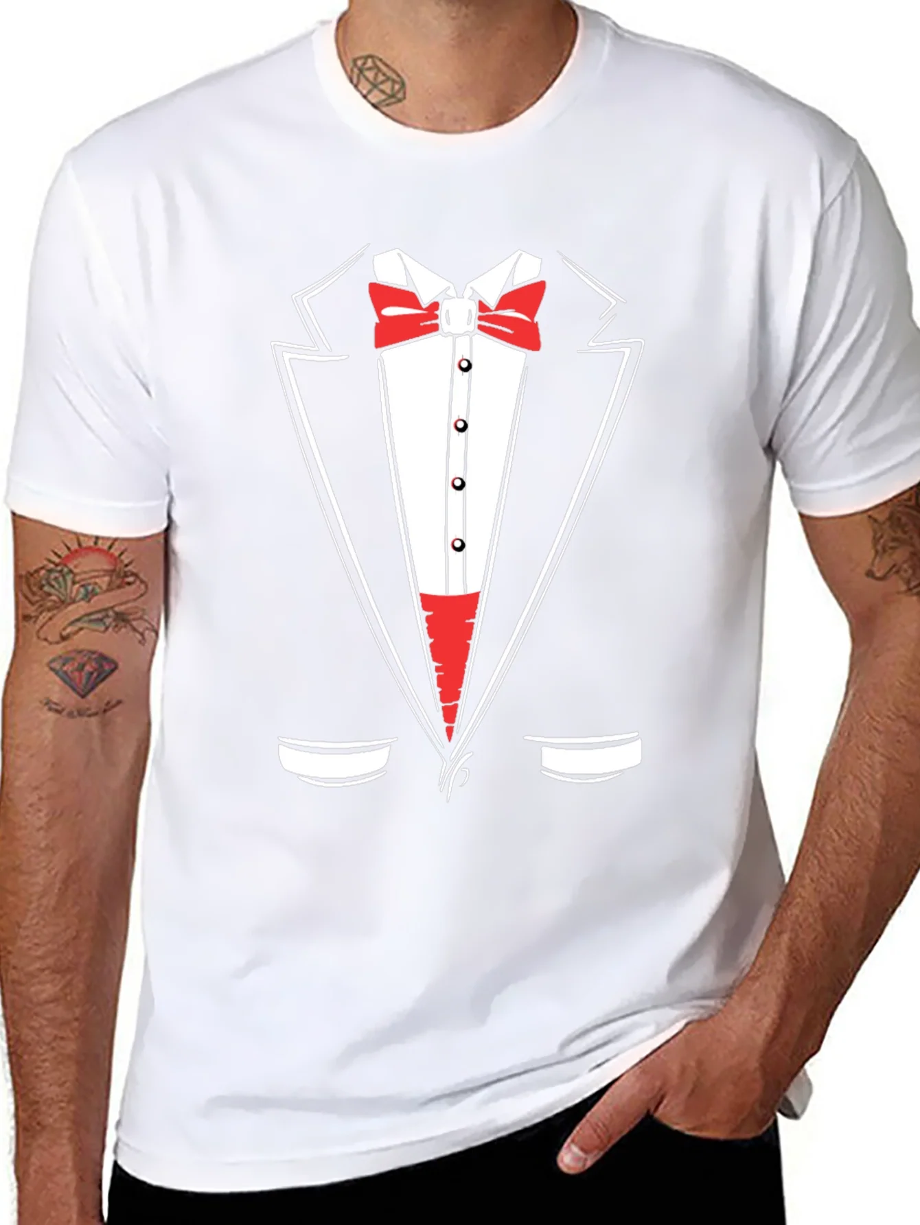 Tuxedo Graphic Print Crewneck T-Shirt