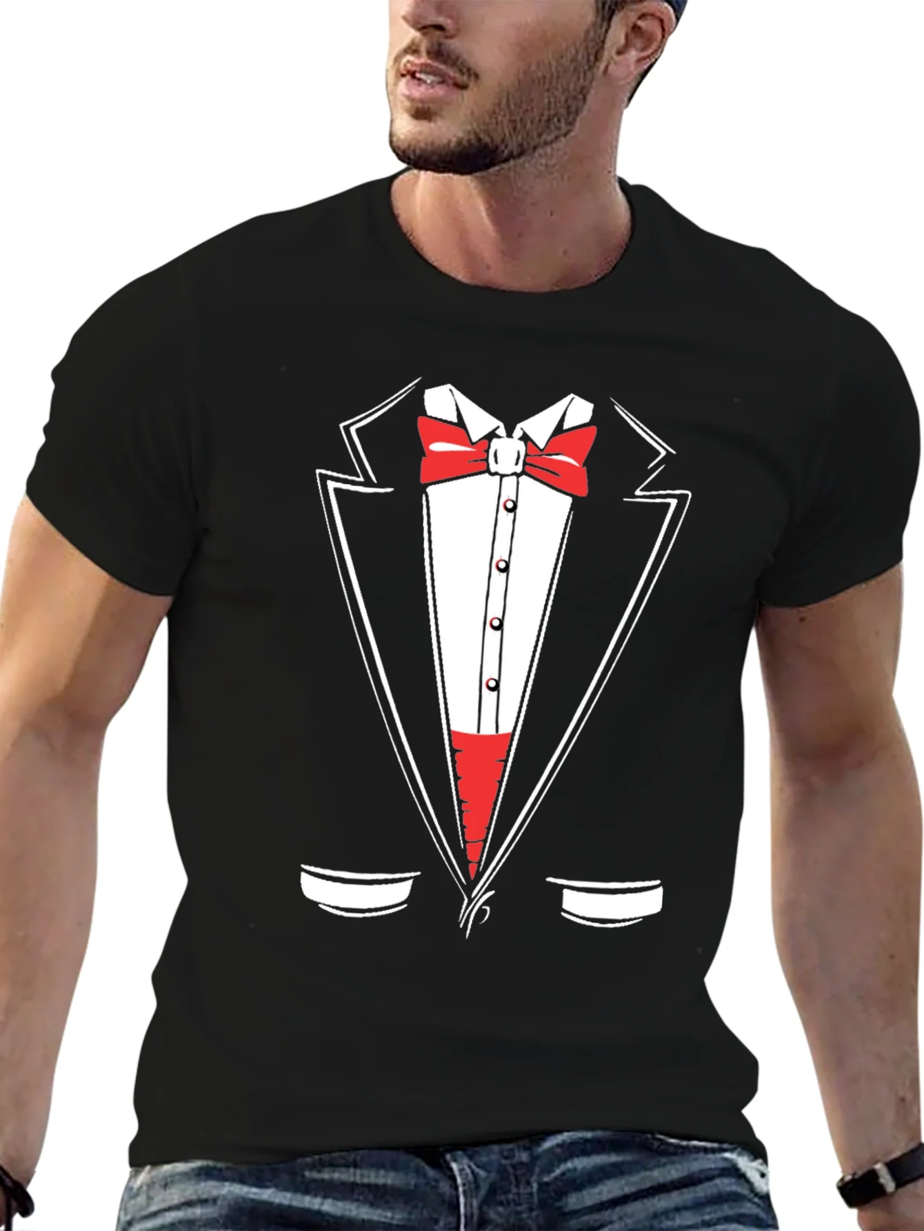 Tuxedo Graphic Print Crewneck T-Shirt
