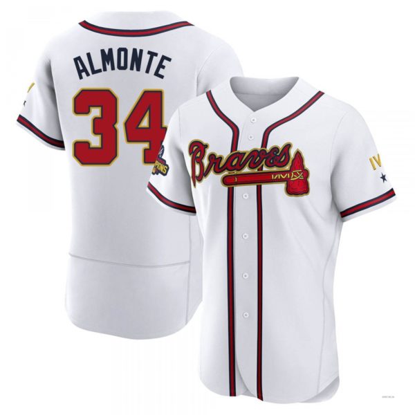 Atlanta Braves #34 Abafckm Almonte Gold White 2022 Program Jersey Stitches Baseball Jerseys