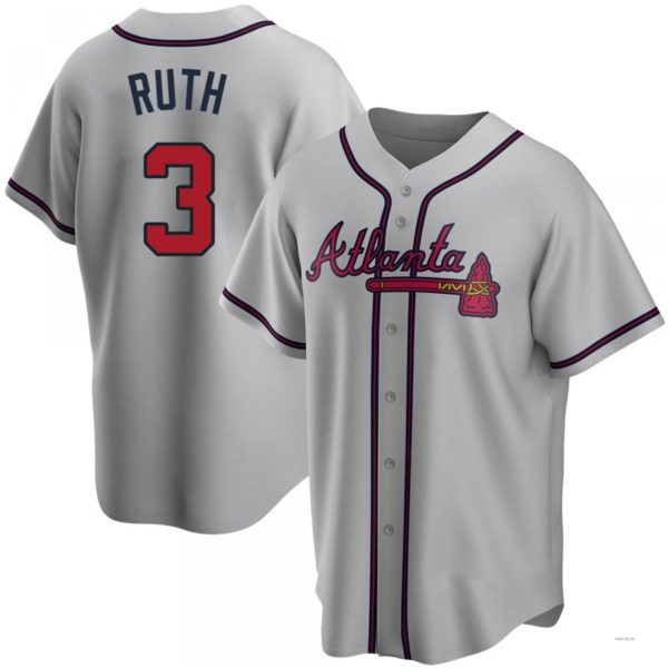 Atlanta Braves #3 Babe Ruth Gray Road Jersey Stitches Baseball Jerseys