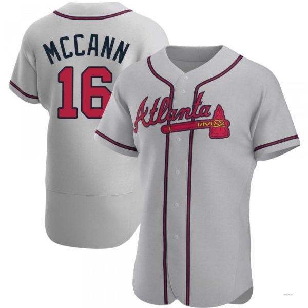 Atlanta Braves #16 Brian McCann Gray Road Jersey Stitches Baseball Jerseys