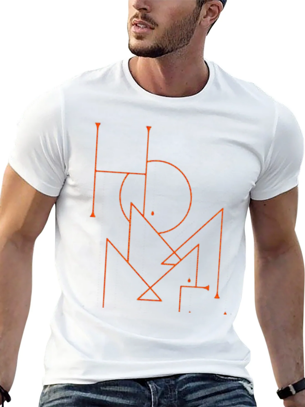 Geometric Graphic Print Mens Black T-Shirt