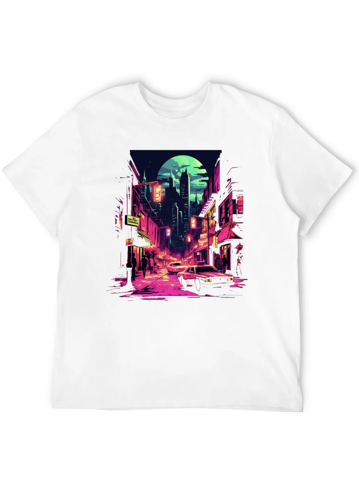 Retro Cityscape Tee - Black Cotton Blend