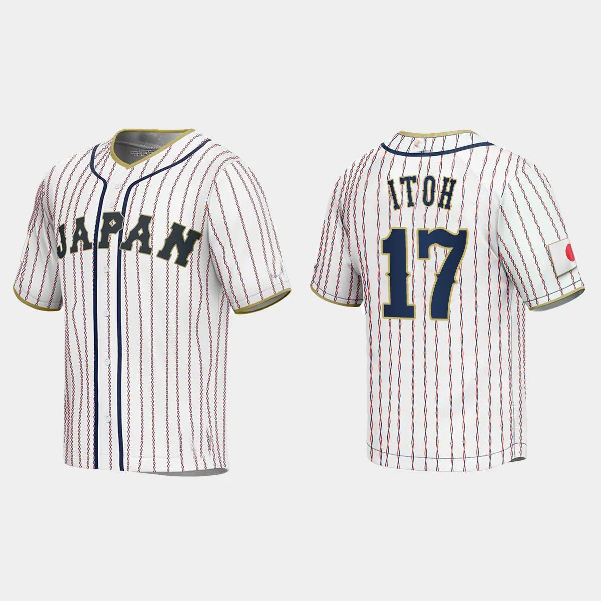 #17 HIROMI ITOH JAPAN BASEBALL 2023 WORLD BASEBALL CLASSIC JERSEY C WHITE Stitches Baseball Jerseys