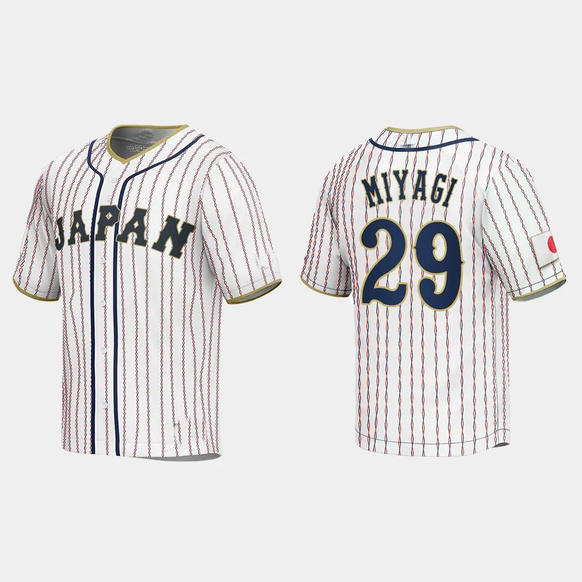 #29 HIROYA MIYAGI JAPAN BASEBALL 2023 WORLD BASEBALL CLASSIC JERSEY C WHITE Stitches Baseball Jerseys