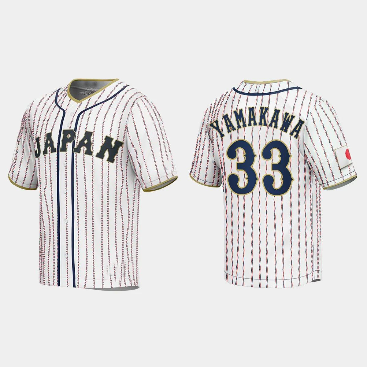 #33 HOTAKA YAMAKAWA JAPAN BASEBALL 2023 WORLD BASEBALL CLASSIC JERSEY C WHITE Stitches Baseball Jerseys