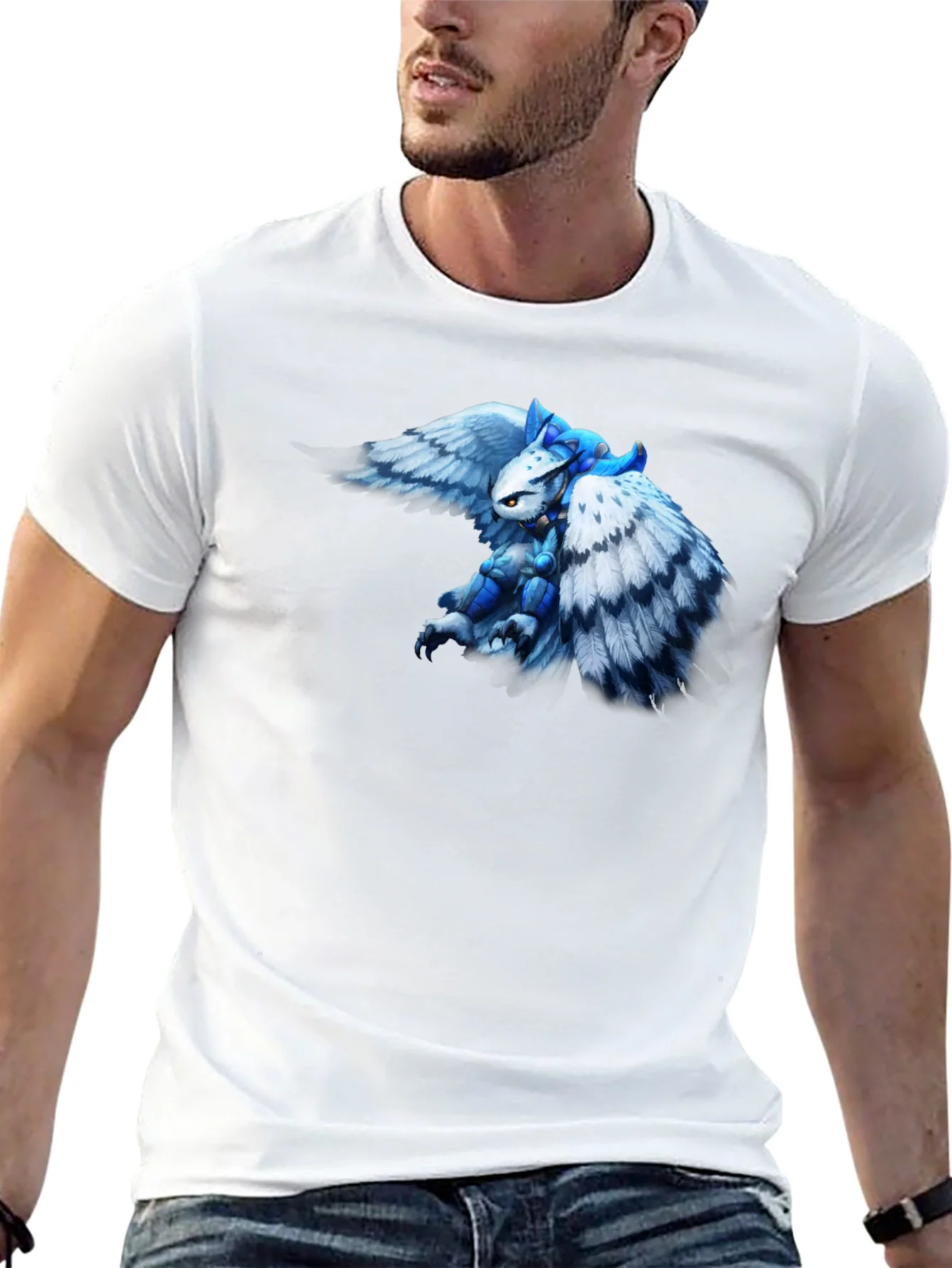 Fantasy Owl Knight Graphic Tee - Black Cotton T-Shirt