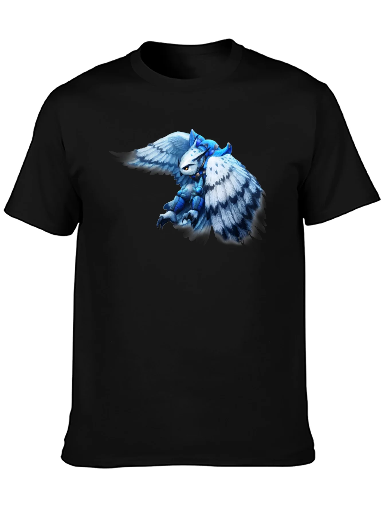 Fantasy Owl Knight Graphic Tee - Black Cotton T-Shirt