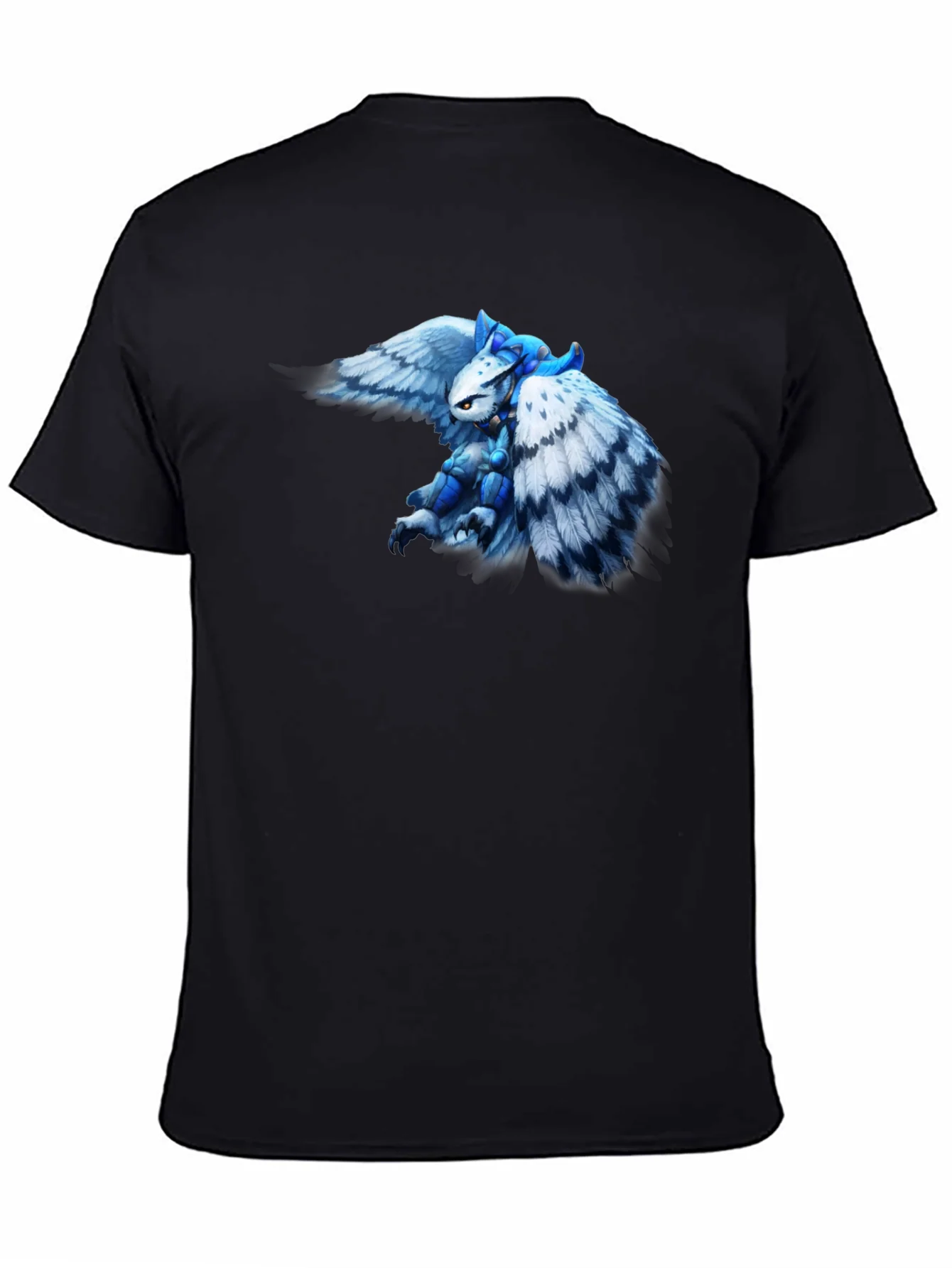 Fantasy Owl Knight Graphic Tee - Black Cotton T-Shirt
