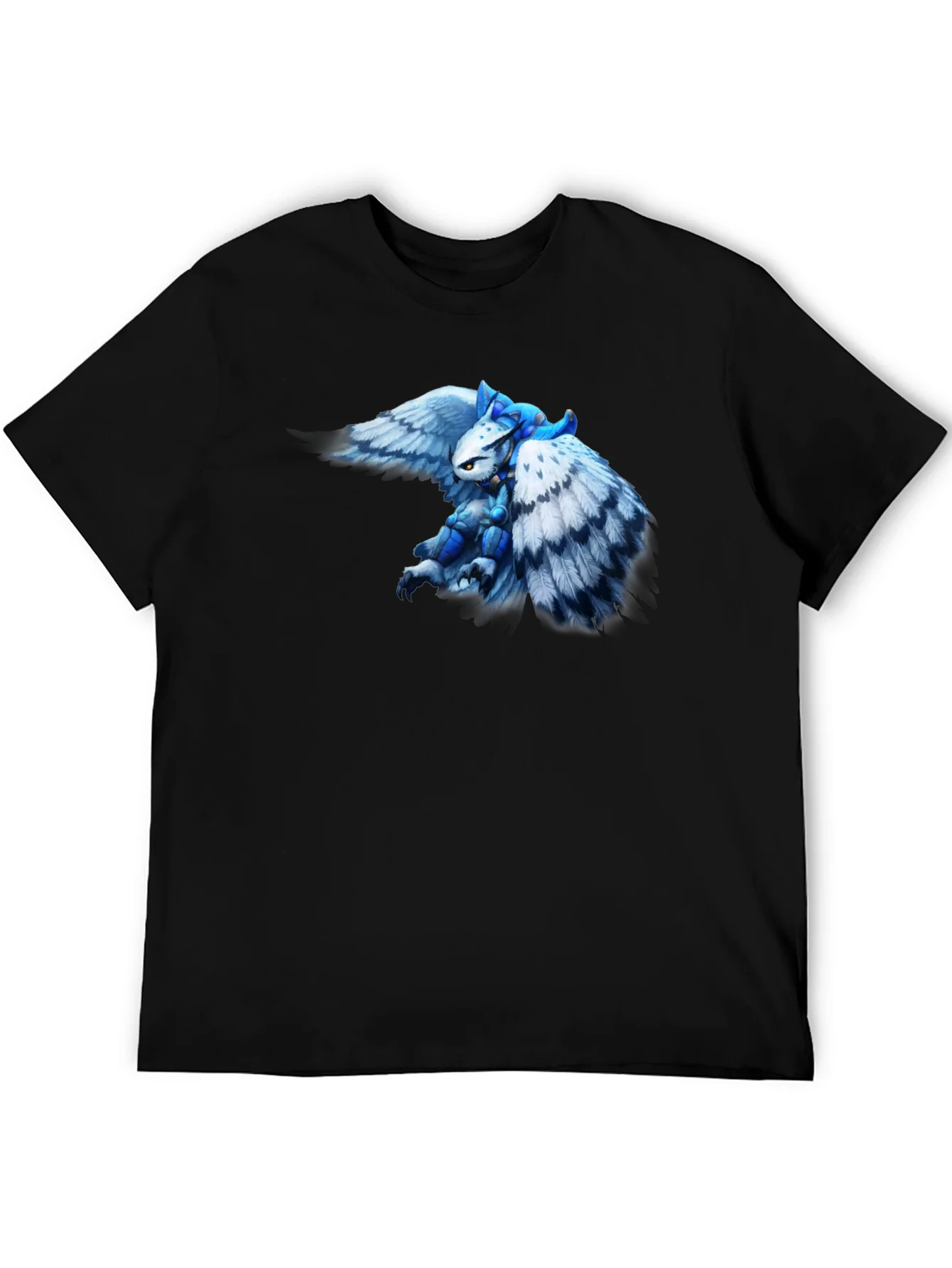 Fantasy Owl Knight Graphic Tee - Black Cotton T-Shirt