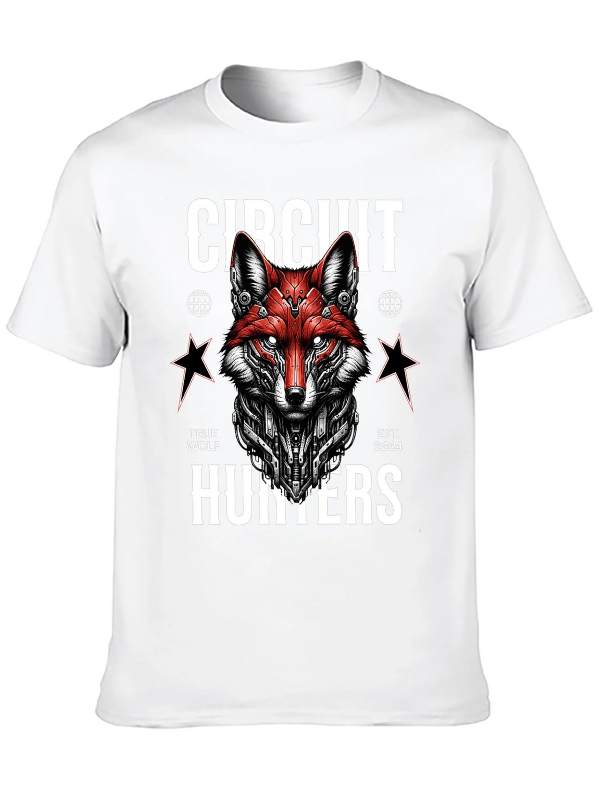 Circuit Hunters Graphic Tee - Cyberpunk Fox T-Shirt