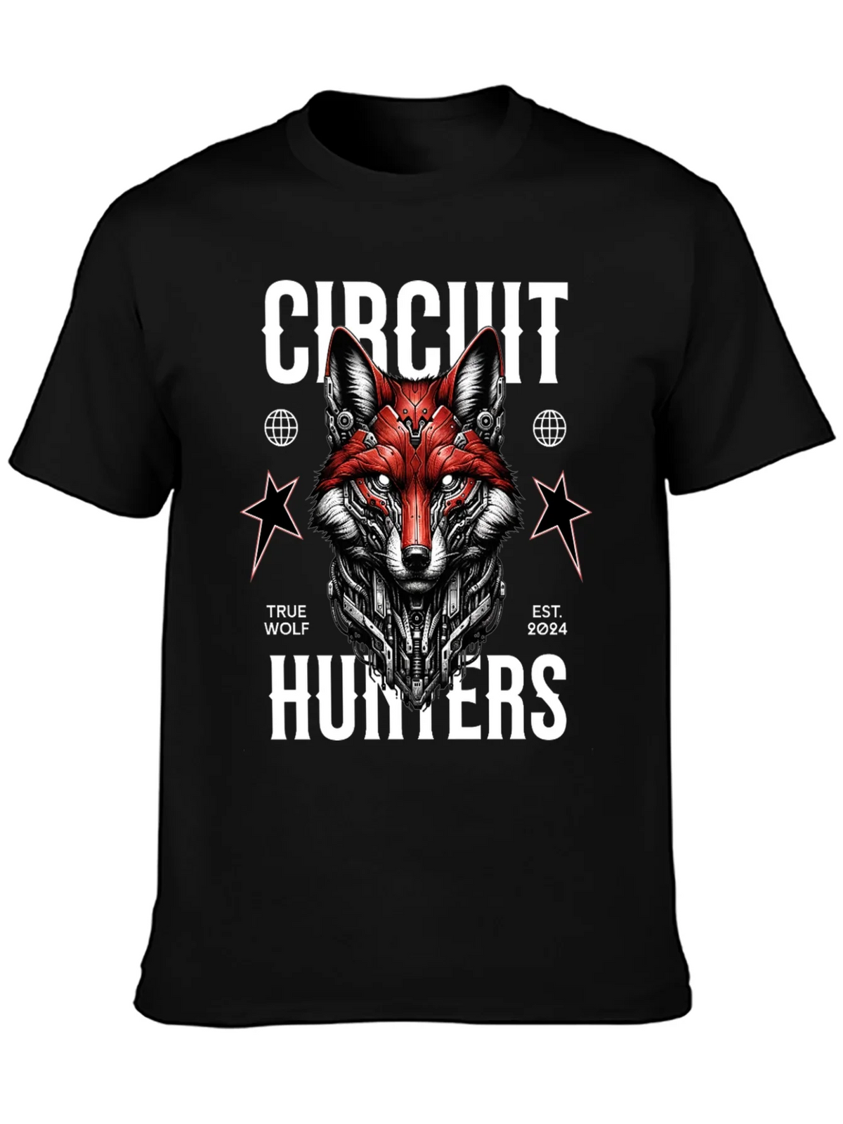 Circuit Hunters Graphic Tee - Cyberpunk Fox T-Shirt